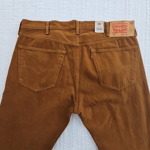Levi's 501 Original Jeans Men's 40x29 Stretch Rust Brown Button Fly NWT Classic - Picture 3 of 16